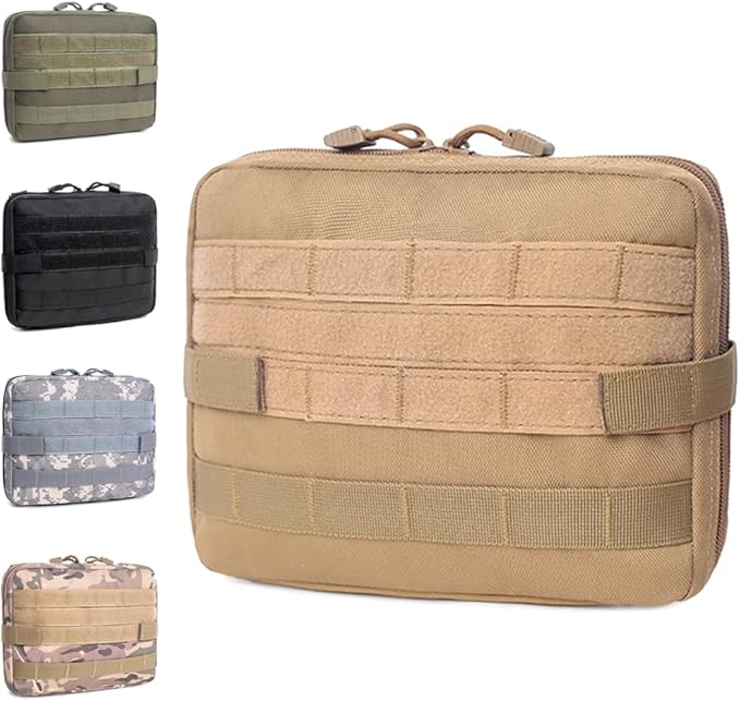 Molle Tactical Medical First Aid Pouch Outdoor Emergency EDC Tools Phone Holder Case Bag Vest Backpack Belt Multifunction Accessory Pack (Tan)