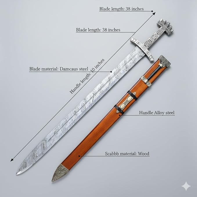 Custom Handmade Viking Sword High Carbon Steel 5160 Blade with Leather Scabbard and Gift for him