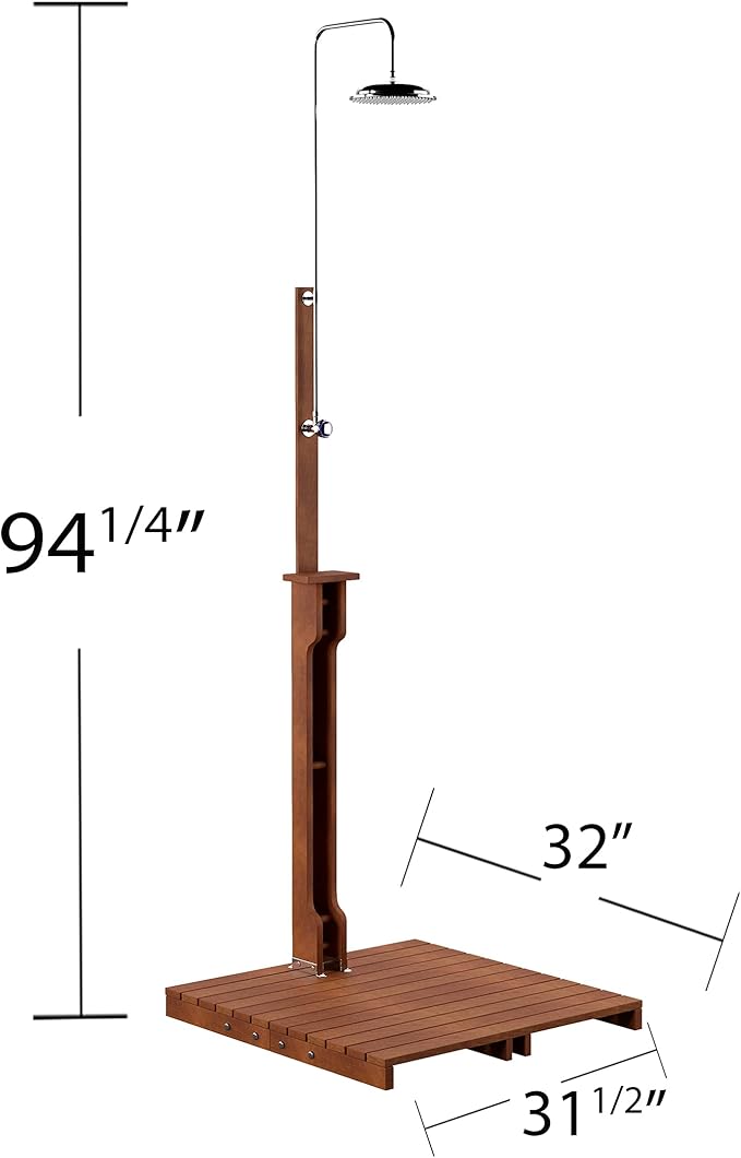 SEI Furniture Rain-Style Outdoor Shower Oiled Eucalyptus - Natural