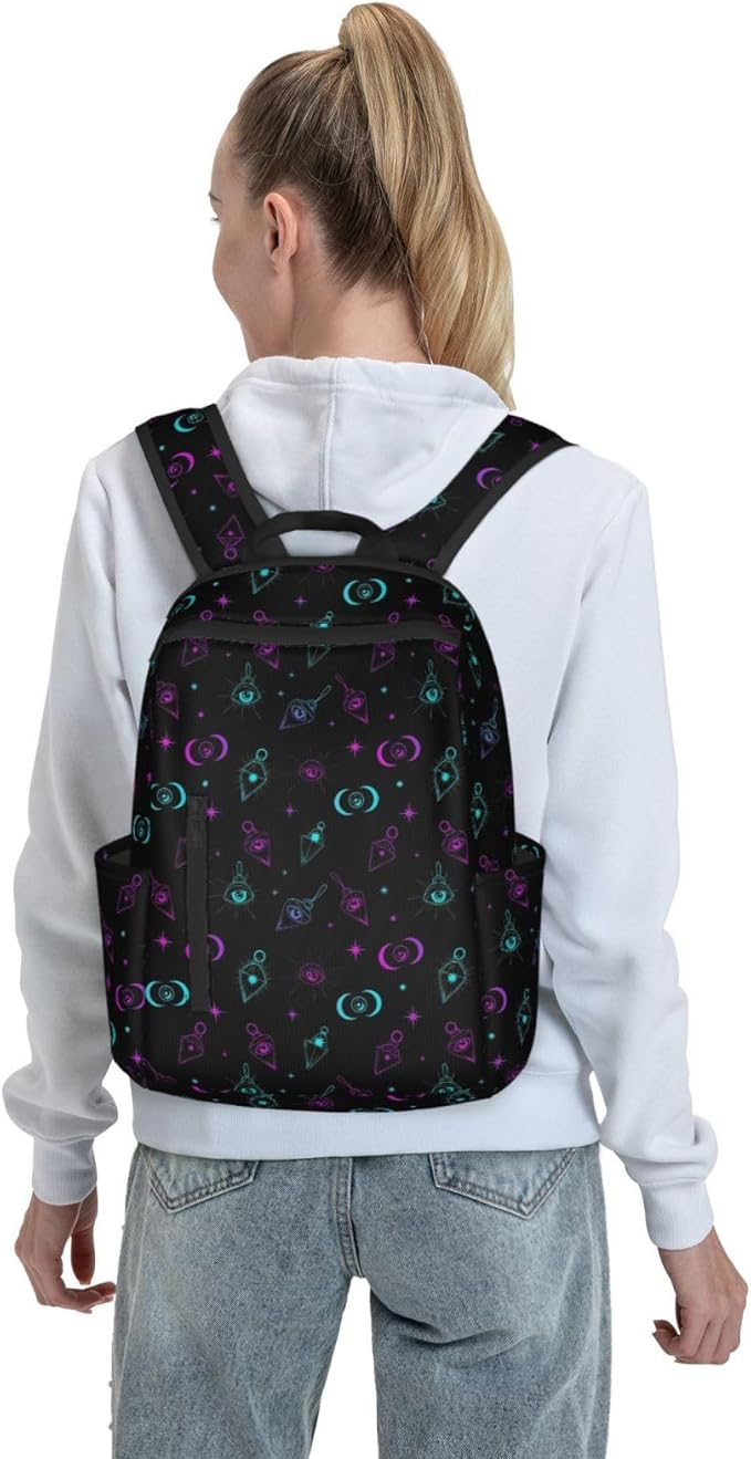 gothic trippy purple sun moon magic alchemical cosmic witch witchy Backpack Lightweight Backpack for College Travel Work for Men and Women