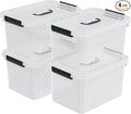 10.5 Quart Clear Plastic Storage Box/Container with Handle Plastic Storage Bin with Lid 4 Packs