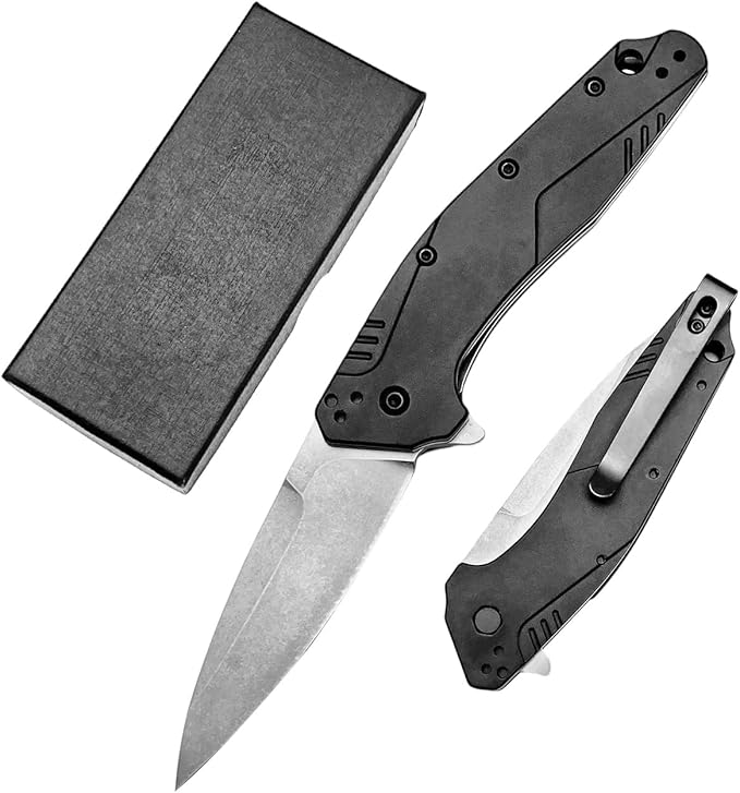 7.24 Folding Knife Assisted Flipper pocket knife D2 Steel blade Aluminum alloy Handle with Belt Clip Outdoor EDC Camping Knife Gift