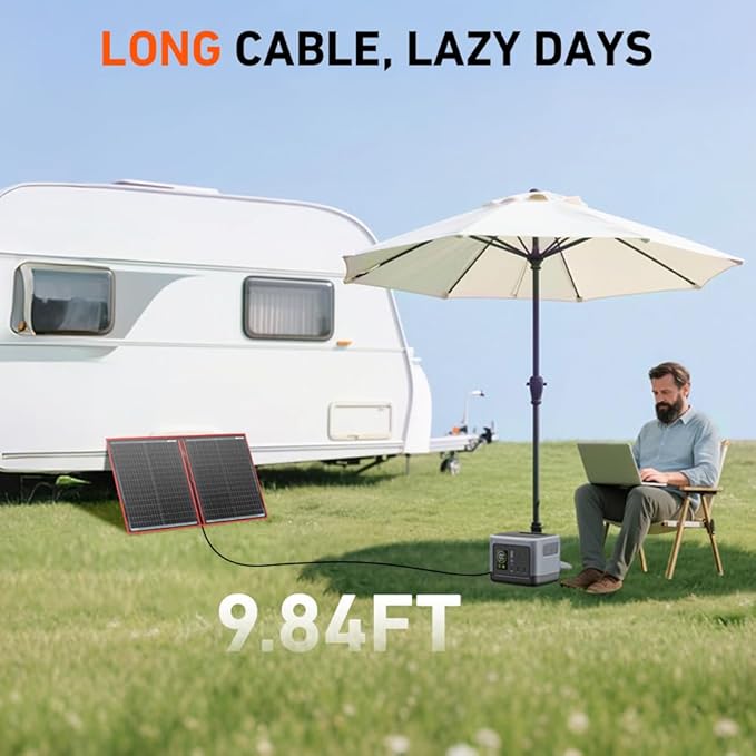DOKIO 100W Portable Foldable Solar Panel Kit (19x26in 5.3lb) with Separate Controller and Dual USB Monocrystalline Charger for 12V Batteries &amp Power Stations RV Camping Trailer Emergency Backu