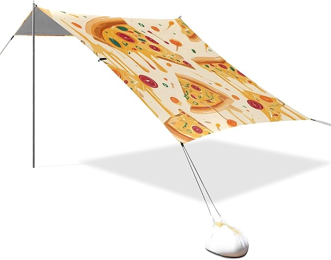 ALAZA Pizza Pattern Beach Tent Sun Shelter Portable Canopy Sunshade for Outdoor Camping Picnics Backyard Fun 10x9 ft