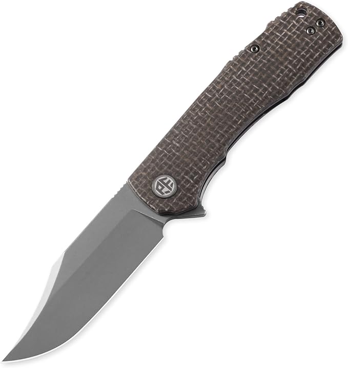 Petrified fish PFP03 Victor3.58 K110 Stonewashed Blade140g Micarta Handle Flipper Liner lock Folding knife (Brown Stonewashed)