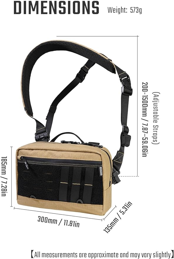 TACTICAL_GEEK L3 Pro EDC Crossbody Bag Chest Bag with Adjustable StrapDaily Carry Sling Pack Large Capacity Daypack Organizer for Camera Drones（T500 Coyote Tan）