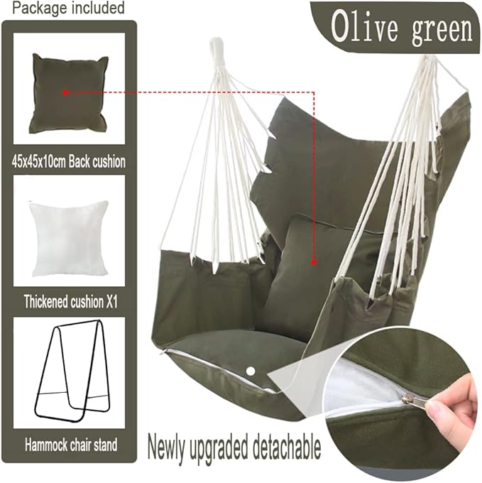 Hammock Chair with StandHammock Chair Stand with Hanging Swing Chair IncludedWeather Resistant Hammock Stand Max 450 LbsSaving Space Swing Stand for Indoor Outdoor Patio Yard(Green) Patented