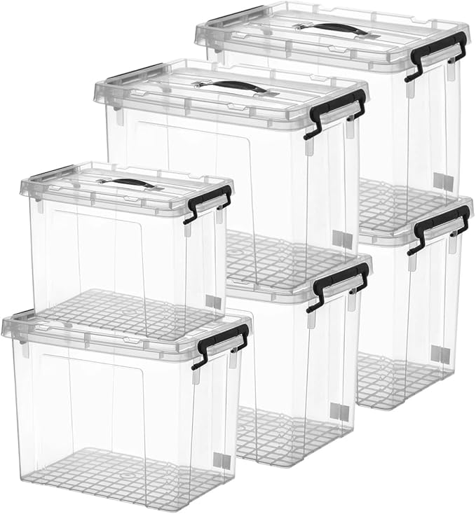 Clear Storage Bins with Lids 4 Pack - 72 Quart Extra Large Storage Totes Boxs - Heavy Duty BPA-Free Organizing Containers Storage Boxes 4pack 72 and One 42 qt &amp 28qt for Home Closet