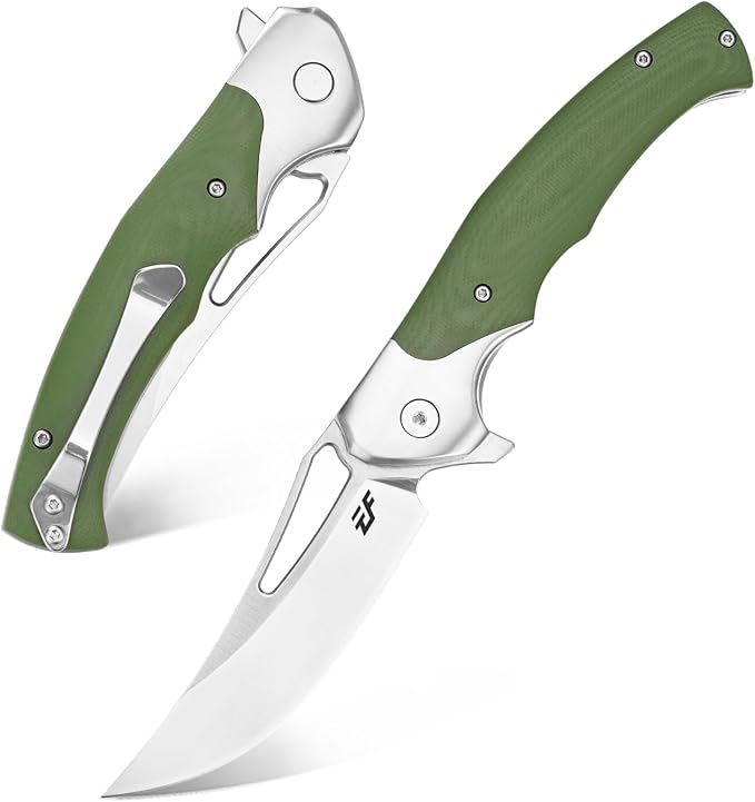 Eafengrow EF7 Folding Knife K110 Steel Blade G10&ampStainless Steel Handle EDC Tool Knives for Outdoor Working Camping Hiking(green)