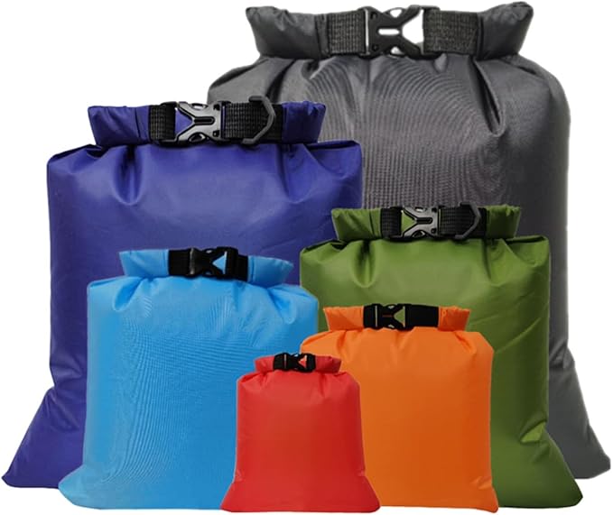 6pcs Waterproof Dry Bag Set Multipurpose Outdoor Storage Pouches Portable Drifting Storage Bags with Waterproof Organizer Suitable for Camping Hiking and Kayaking