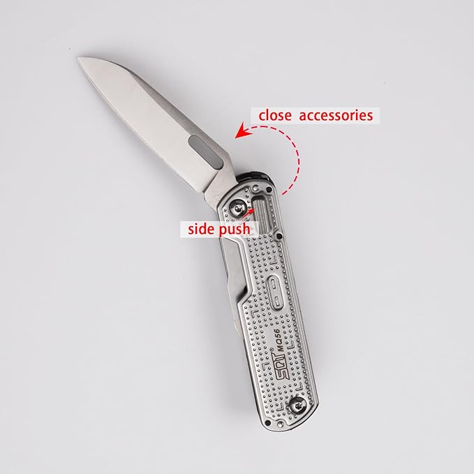 SQT2056 13-in-1 Multitool Knife with Glass Breaker Survival Knife for Outdoor Camping Hiking Emergency - Portable Scissors Screwdrivers Can Opener for EDC Work &amp Adventure
