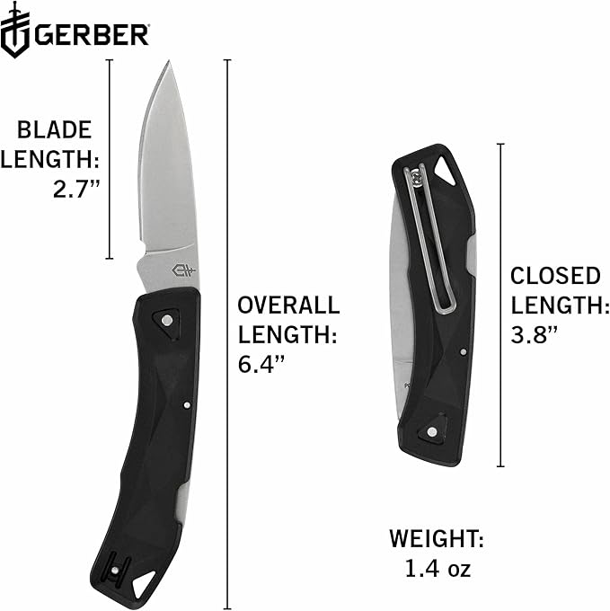 Gerber Gear LST Ultra - Lightweight EDC Knife - Survival Tactical Tool for Hiking Camping &amp Outdoor - Compact Folding Pocket Knife - Stainless Steel Blade - Made in USA - Black
