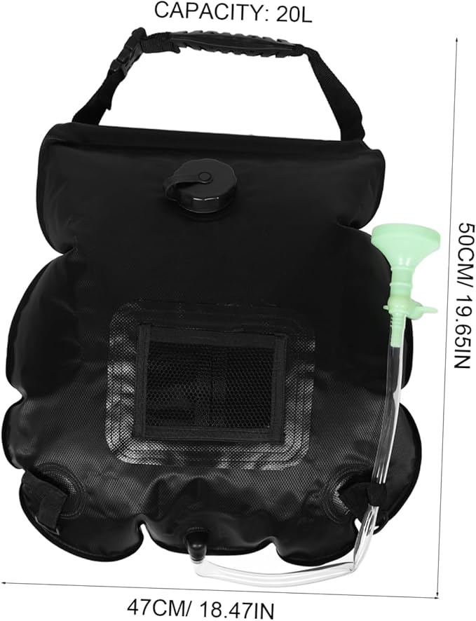 KOMBIUDA Solar Camping Shower Bag Portable Shower with Removable Hose for Outdoor Activities Hiking Beach Lightweight Solar Heated Water Bag