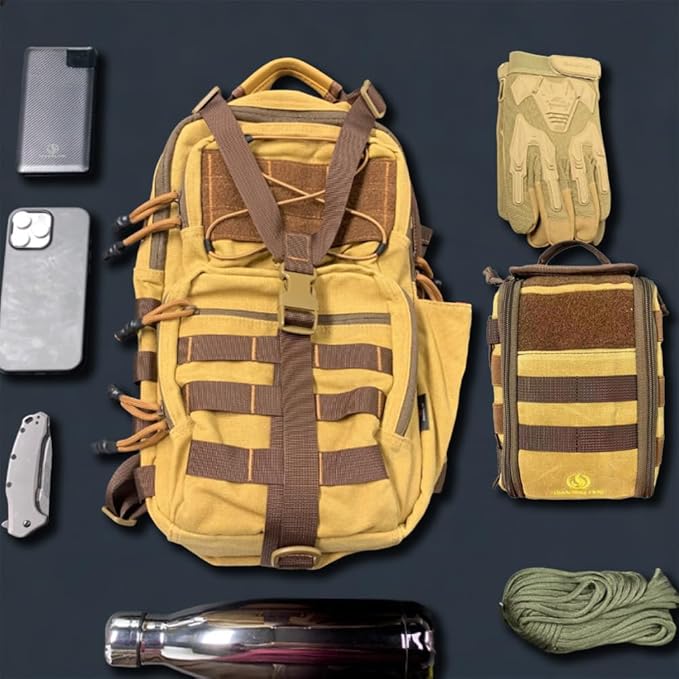 ROARING FIRE Slingshot Waxed Canvas Tactical Sling Bag for Men CCW Concealed Carry Backpack MOLLE Outdoor Chest Pack for Hunting Hiking Travel Commute &amp EDC