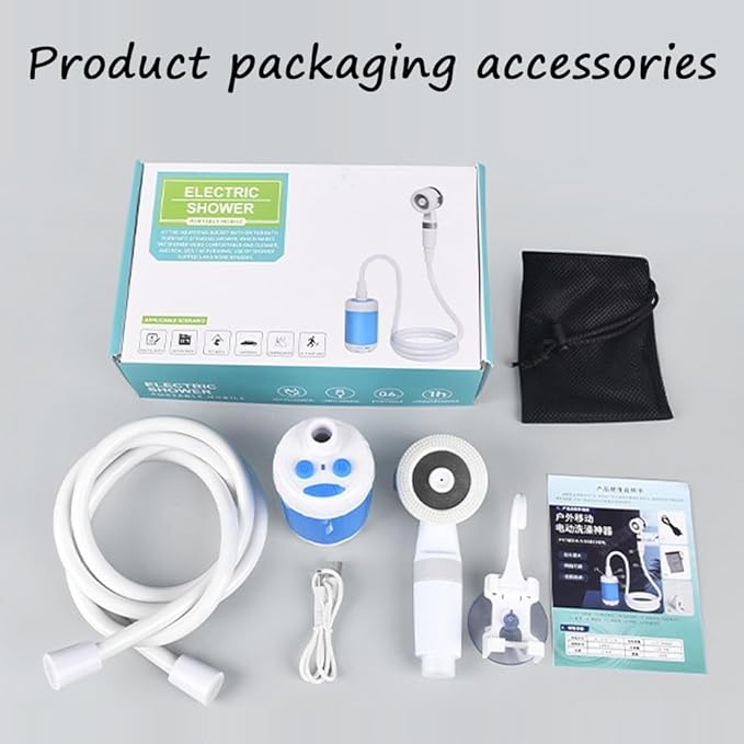 Portable Camping Shower with Adjustable Flow–for Easy &amp Convenient Outdoor CleaningUpgrade Rechargeable Electric Shower Pump with Intelligent Multiple Spray Modes for CampingHikingTraveling