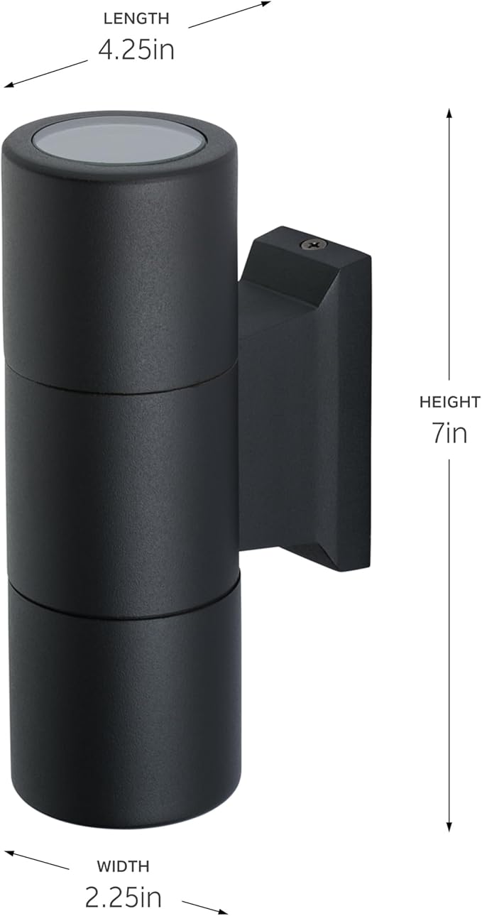 Kichler Large Up &amp Down Sconce in Black Brass for Screened Aluminum Pool Enclosures Screened Porches Patios Pergolas Decks (7 x 2.5 x 4.5) 15794BKB