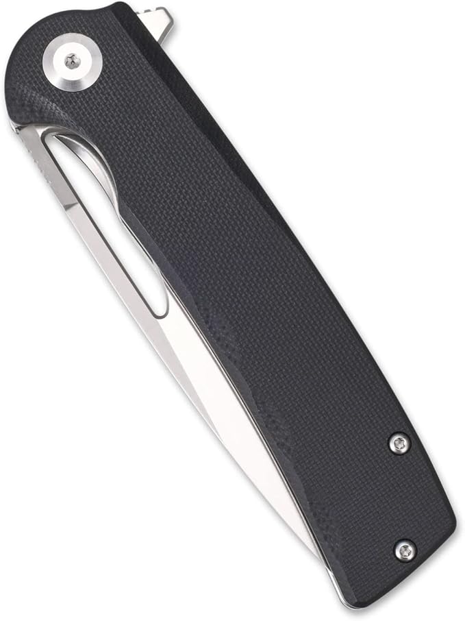 Sitivien ST126 Folding KnifeD2 Satin Blade+G10 HandlesLiner LockDeep Carry Pocket Clip for Outdoor and EDC(Black)