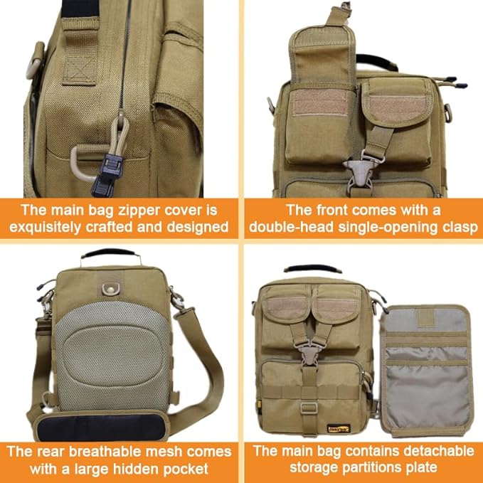 Looyoo/A99 Multifunctional Shoulder Backpack Military Tactical backpack Handbag 1050D Nylon Fabric (Black)