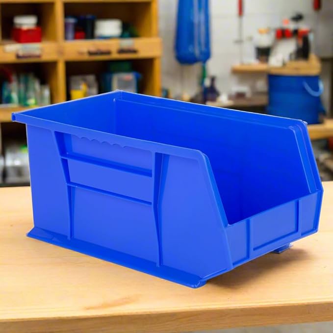 Hudson Exchange 15 x 8 x 7 Plastic Stackable Storage Bin and Hanging Container Blue