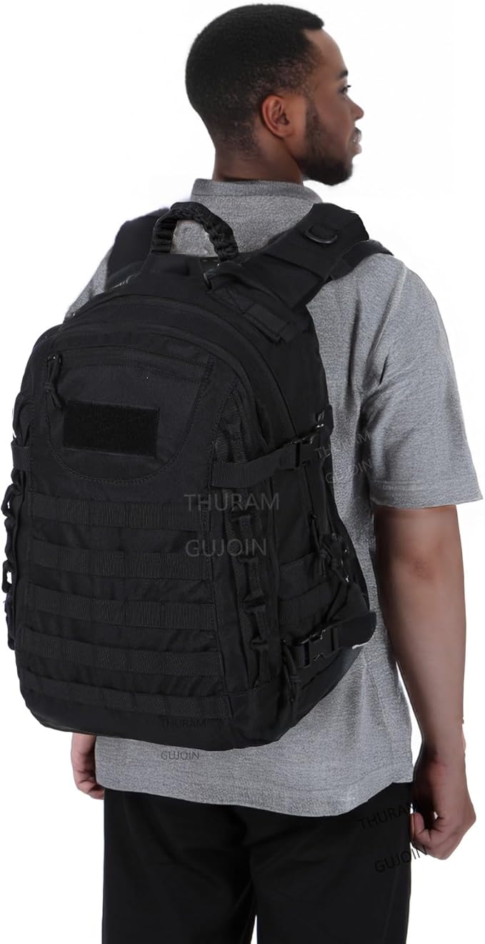 38L Nylon Waterproof Trekking Fishing Hunting Bag Backpack Outdoor Military Rucksacks Tactical Sports Camping Hiking (Black)