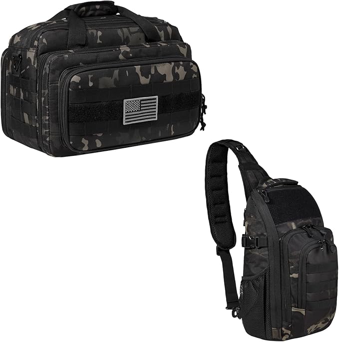 Tactical Range Bag Middle Size Large Shoulder Pack (Charcoal Camo)