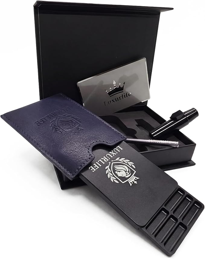 5mm Ultra-Slim Aero-Grade Metal 10-Compartment Dual-Row Storage Box with Laser-Engraved Lion Crest Mirror Gift Set