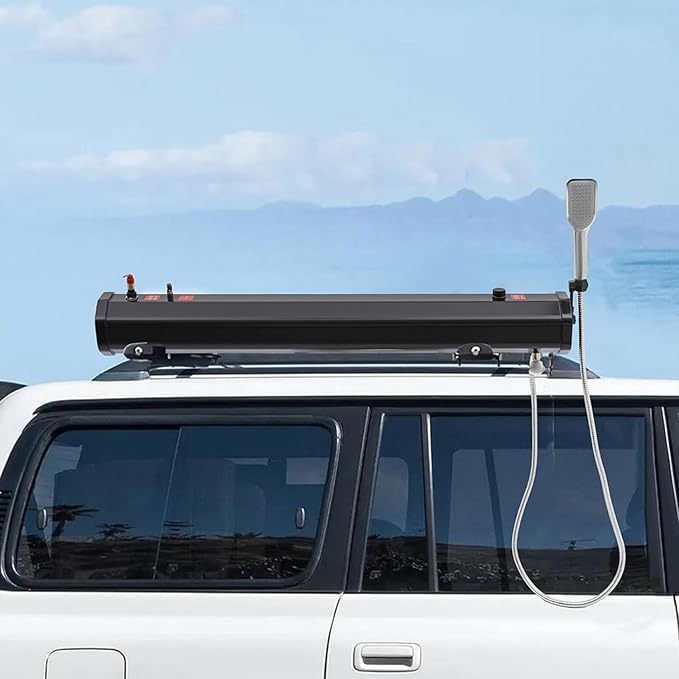 Pressurized Water Tank Camping ShowerTemperature Adjustment Garden Showering MachineOverlanding Portable Water Storage Mountfor HikingCar WashPet CleaningBeach Vacation 30L