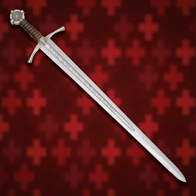 DARK WARRIOR-Handmade Medieval The Accolade Sword of The Knights Templar Replica Viking Sword with Scabbard Stainless Steel Blade Decoration Collection Cosplay (Templar) (Medieval Viking)