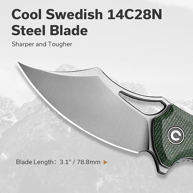 CIVIVI Chiro Cool Pocket Knife for EDC Folding Knife with Flipper 3.1 14C28N Blade Canvas Micarta Handle Utility Knife for Men Women C23046-2