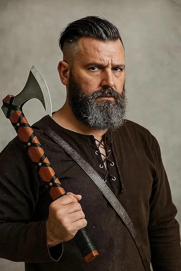 Viking Axe of Ragnar Lothbrok - Hand-Forged High Carbon Steel Sharp Blade with Rosewood Handle and Leather Sheath | Handmade Norse Bearded Axe for Hunting Camping | Vikings Hatchet Outdoor Axe