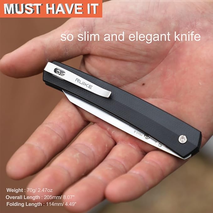 Ruike P865 EDC Camping Folding Pocket Knife14c28n SteelLiner LockG10 HandleBlet Clip