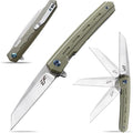 Eafengrow EF946 Folding Knife D2 Steel Blade G10 Handle EDC Tool Knives for Camping Hiking Survival Outdoor (GREEN)