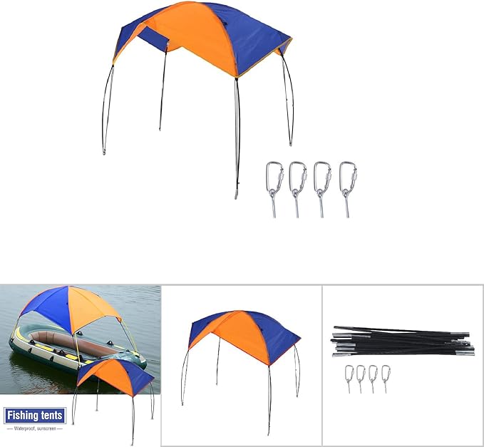 RiToEasysports 2‑4 Persons Kayak Awning CanopyBoat Sun Shade Shelter Sailboat Awning Cover for Camping Fishing