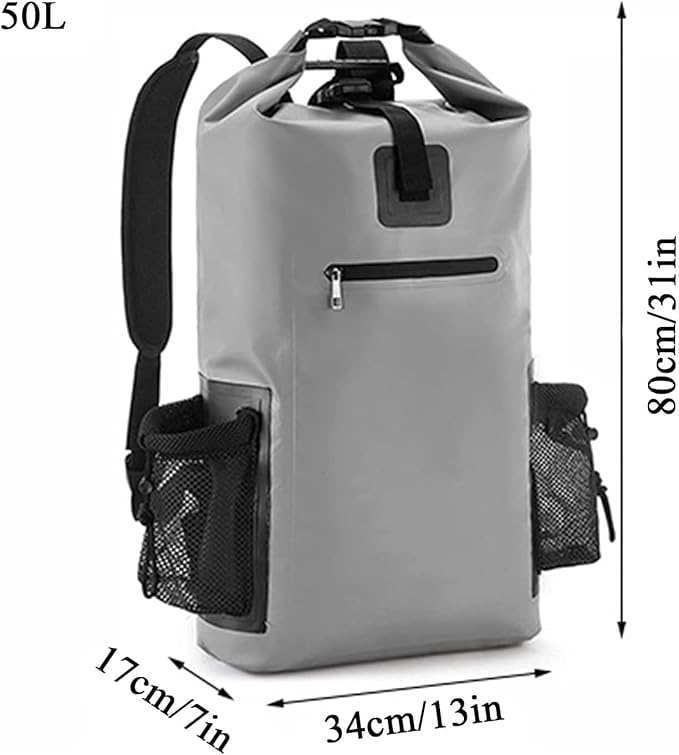 Outdoor Dry Sack/Floating Waterproof Bag Floating Lightweight Dry Bag Large Capacity Sports Backpack Dry Bags for Boating (Color : Gray)