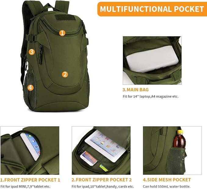 HUNTVP 25L Tactical Backpack Rucksack Tactical Assault Pack Military Bag WR | Rucksack WR