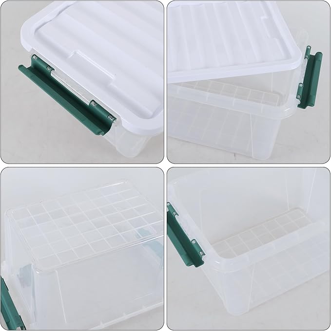 20 Quart Clear Storage Latch Box Set of 6 Plastic Storage Containers with Lids
