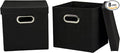 Household Essentials 34-1 Decorative Storage Cube Set with Removable Lids | Black | 16-Pack