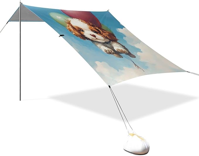 ALAZA Cute Puppy Balloon Beach Tent Sun Shelter Portable Canopy Sunshade for Outdoor Camping Picnics Backyard Fun 10x9 ft