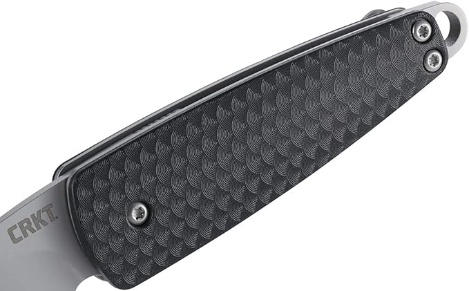 CRKT Dually Folding Carry Knife: Plain Edge Folder with Slip Joint - Everyday Carry Folded Knife Black Glass Reinforced Nylon Handle with Lanyard Hole Bottle Opener 7086