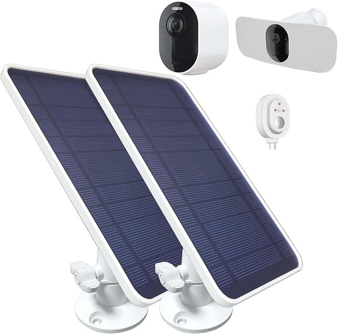 DIANMU Solar Panel Charger for Arlo Pro 5S 2K Pro 4 Pro 3 Ultra 2 Ultra 2 XL Pro 4 XL Go 2 - with 13FT Magnetic Cable 360° Adjustable Aluminum Alloy Mount (Not for Pro/Pro2/Essential) - 2 Pack