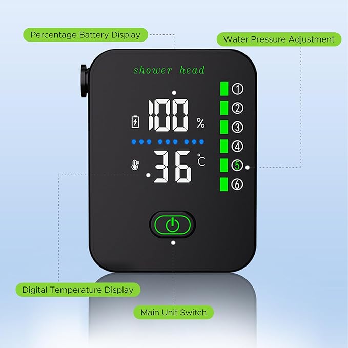 Keenso Outdoor Shower Kit Portable Camping Shower 8000mAh Rechargeable Outdoor Pump With LED Display Dual Modes Adjustable Water Flow for Tent