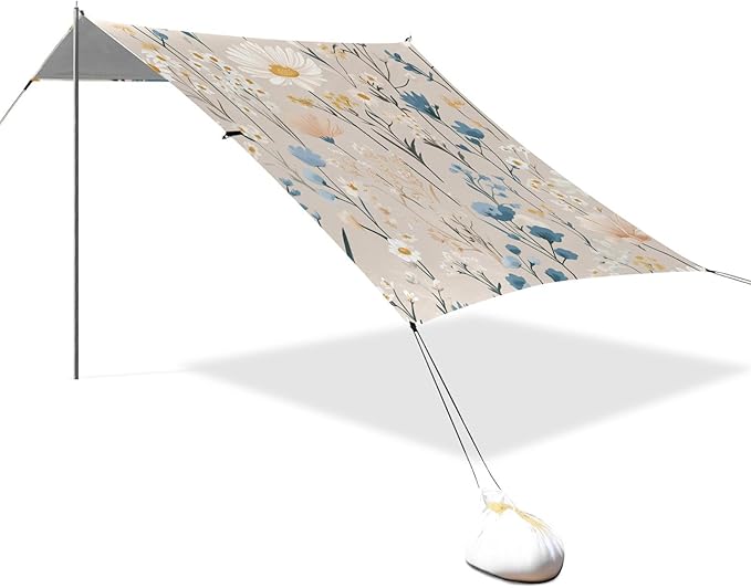 ALAZA Daisy Field Floral Natural Colors Beach Tent Sun Shelter Portable Canopy Sunshade for Outdoor Camping Picnics Backyard Fun 10x9 ft