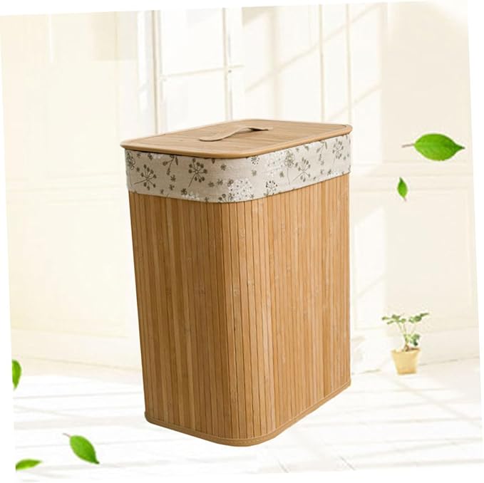 LABRIMP Large Woven Laundry Basket Lid Storage Bucket for Clothes Folding Cover Design