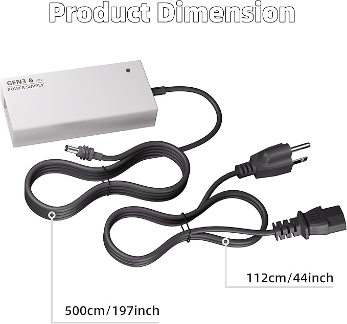 DAIERTEK Starlink Gen 3 Power Supply AC Charger with Power Cord 144W Adapter for Gen3 Standard Multi-Protection 100-240V