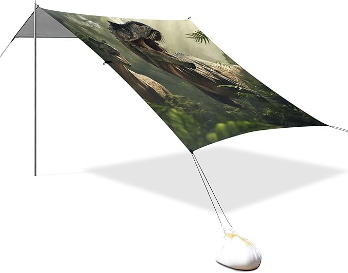 ALAZA Dinosaurs in The Forest 3D Render Illustration Beach Tent Sun Shelter Portable Canopy Sunshade for Outdoor Camping Picnics Backyard Fun 10x9 ft