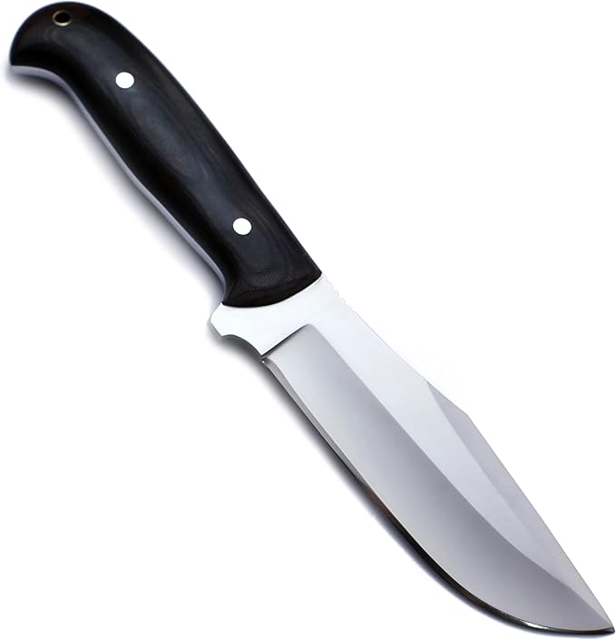 GCS Custom Handmade BROWN MICARTA HANDLE D2 Tool Steel Tactical Hunting Survival Knife Buffalo Hide Sheath GCS174