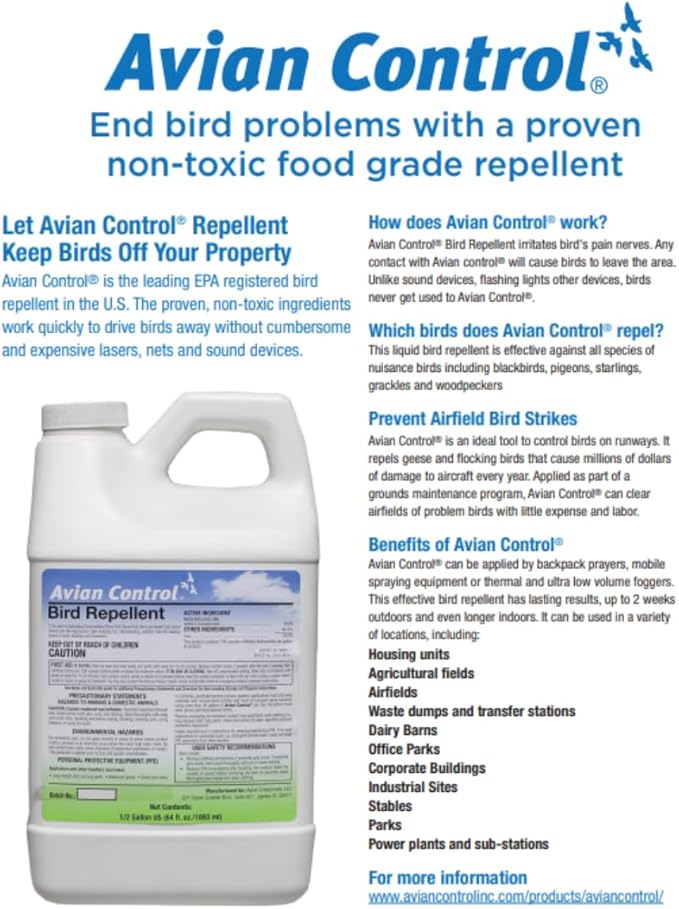 Goose Deterrent Bird Repellent Concentrate Geese Repellent Non-Toxic Removes Geese from Yards Parks Beaches Ponds and Ground Made in The USA (1/2 Gallon)