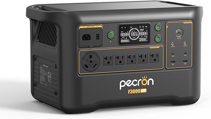 pecron Portable Power Station F3000LFP 3072Wh Solar Generator 3600W LiFePO4 Battery Home Backup Fast Charging Lithium Battery with 100W USB-C Output for Home Camping RV Emergency