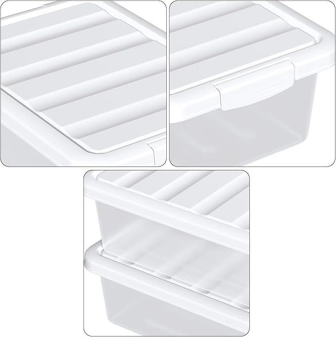 14 Quart Stackable Plastic Storage Bins with Lids Container to Organize Shoes and Crafts on Closet Shelves Garage Totes Tubs Boxes Organizing 2 Pack