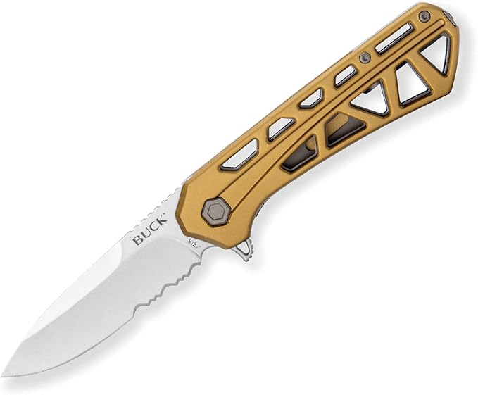 Buck Knives 812 Trace Folding EDC Knife 3.23” Pocket Knife Blade Aluminum Handle 7Cr17MoV Steel Drop Point Folding Blade Bronze 3.95 oz